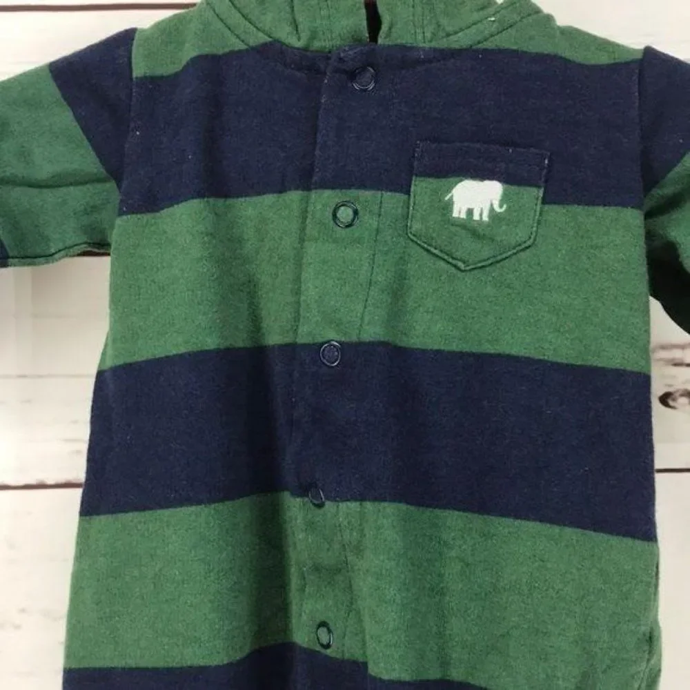 Carter’s Boys Blue‎ & Green Striped footed outfit